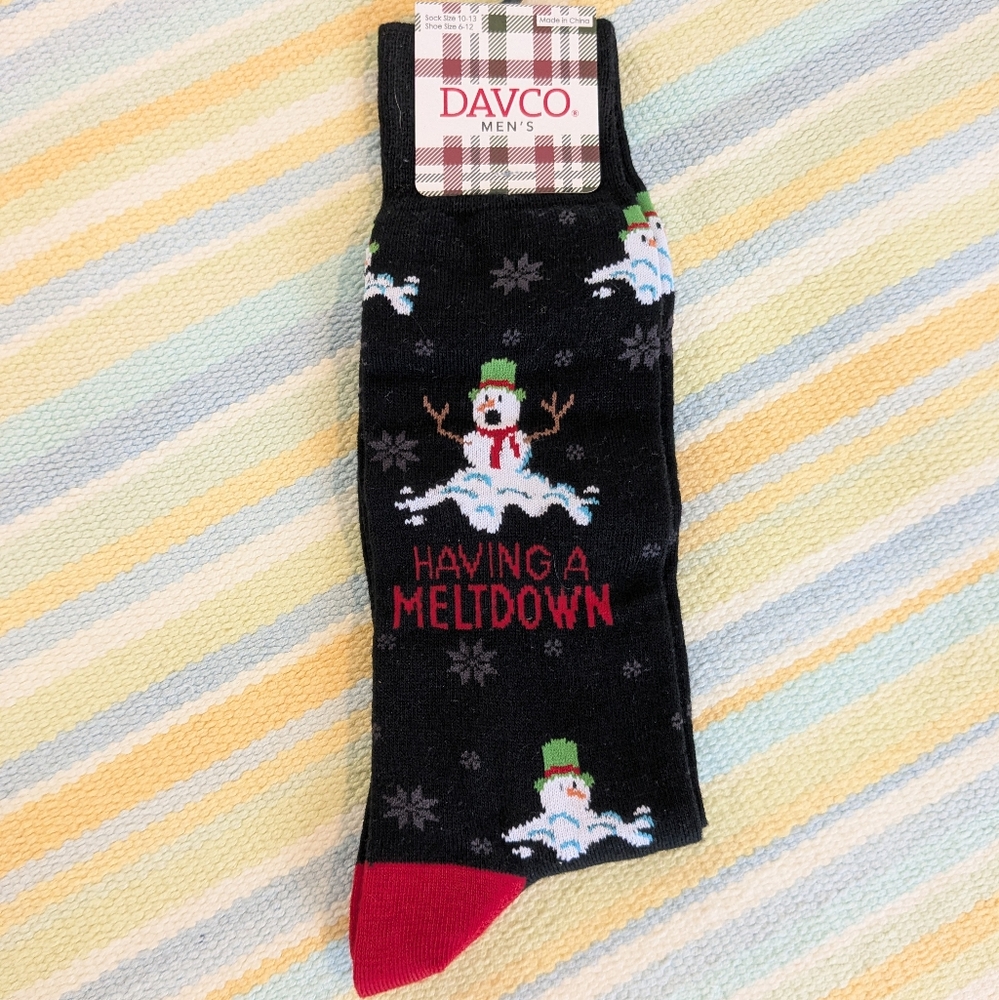 🛍️ BUNDLE ONLY • Men's Snowman ⛄ "Having A Meltdown" Holiday Socks